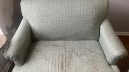 before cleaning upholstery